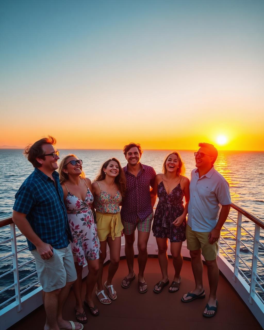 Amigos felizes a bordo de cruzeiro